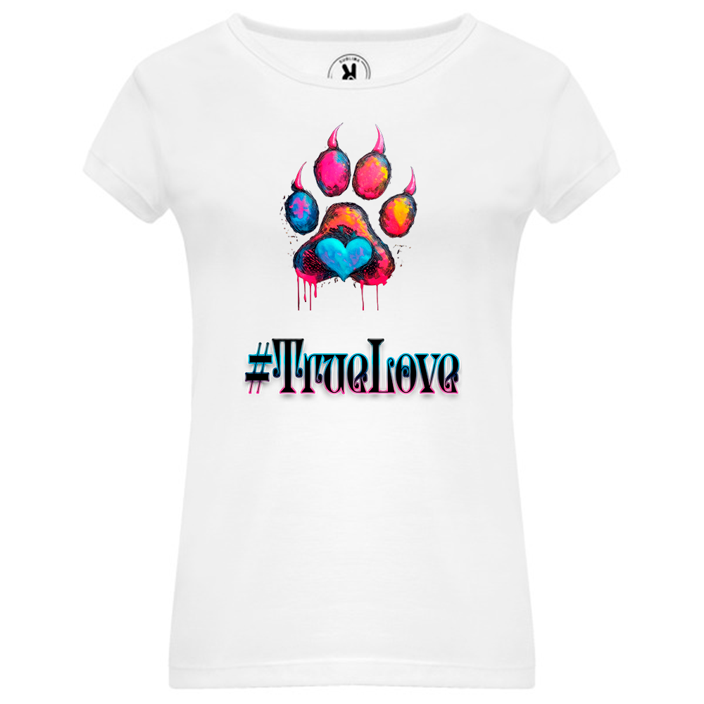Camiseta básica blanca huella gato